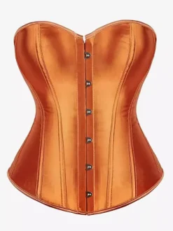 Corset bustier en satin sans bretelles fermeture boutonnée sur le devant et lacée au dos. Gainant