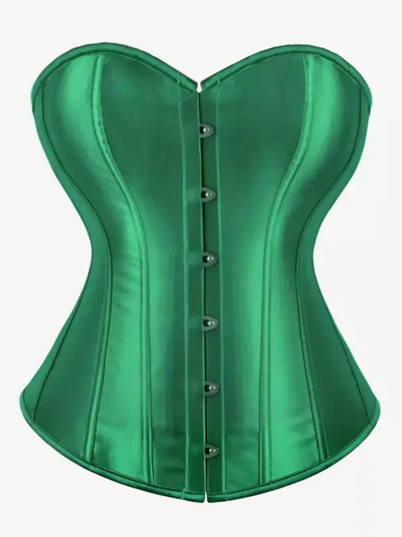 Corset bustier en satin sans bretelles fermeture boutonnée sur le devant et lacée au dos. Gainant
