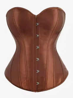 Corset bustier en satin sans bretelles fermeture boutonnée sur le devant et lacée au dos. Gainant