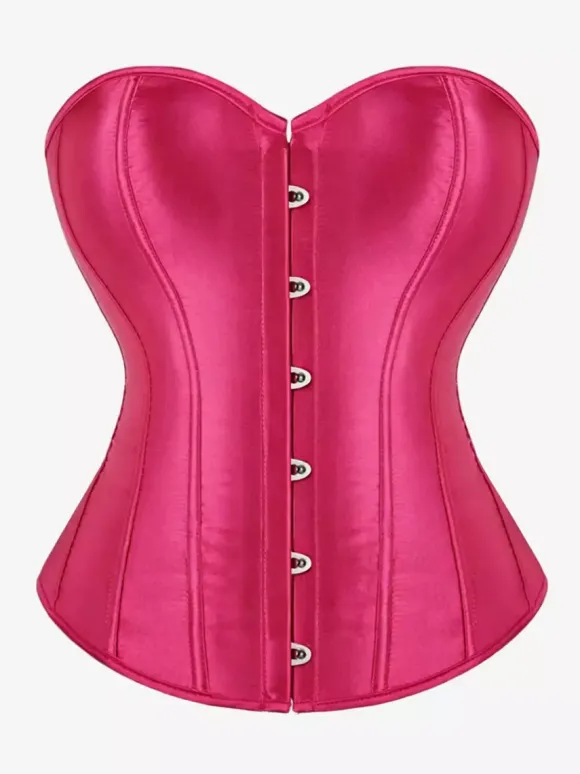 Corset bustier en satin sans bretelles fermeture boutonnée sur le devant et lacée au dos. Gainant