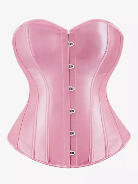 Corset bustier en satin sans bretelles fermeture boutonnée sur le devant et lacée au dos. Gainant