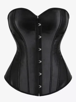 Corset bustier en satin sans bretelles fermeture boutonnée sur le devant et lacée au dos. Gainant