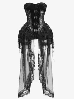 Corset gothique Lolita pour femme robe Lolita noire à lacets en polyester
