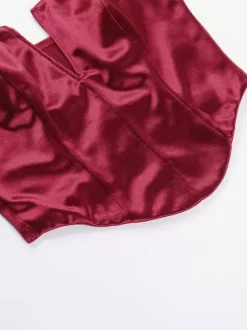 Corset pour femme - Bustier-camisole en satin à décolleté plongeant en V - Soirée d'été en boîte de nuit 2026