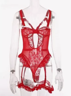Corsets Teddies en dentelle amovible et découpes noires