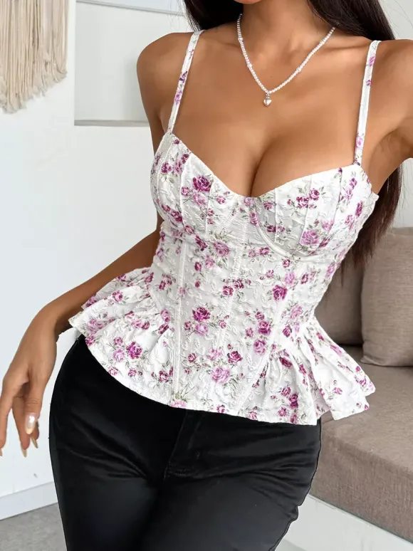 Corsets noirs corsets chics à bretelles décolleté ajusté hauts péplum à lacets