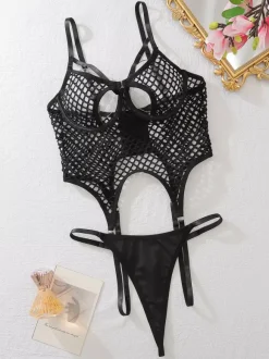 Corsets noirs en résille avec découpes pour l'intérieur