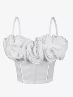 Corsets noirs et rouges sexy sans manches et bustiers coupe ajustée à fleurs