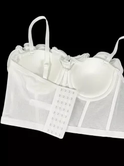 Corsets noirs et rouges sexy sans manches et bustiers coupe ajustée à fleurs