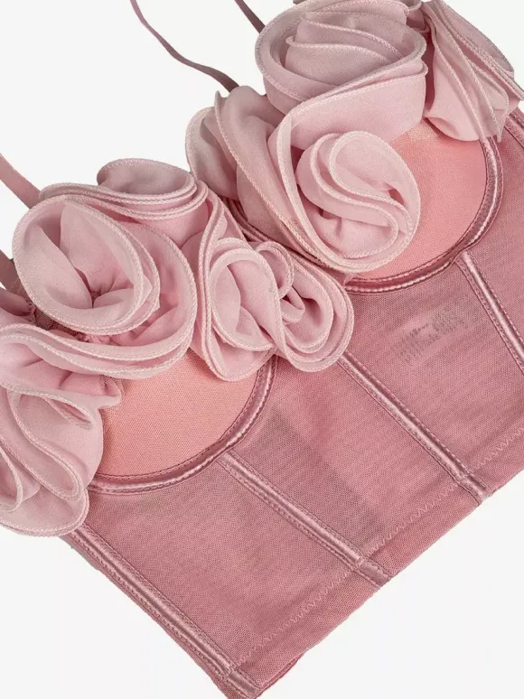 Corsets noirs et rouges sexy sans manches et bustiers coupe ajustée à fleurs