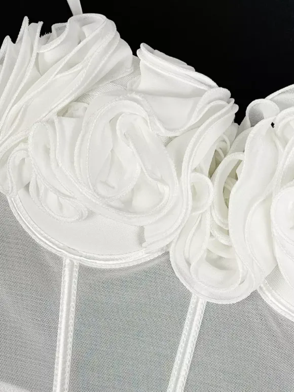Corsets noirs et rouges sexy sans manches et bustiers coupe ajustée à fleurs