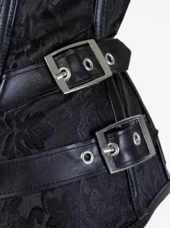 Corsets noirs sexy sans bretelles coupe ajustée boutons et lacets