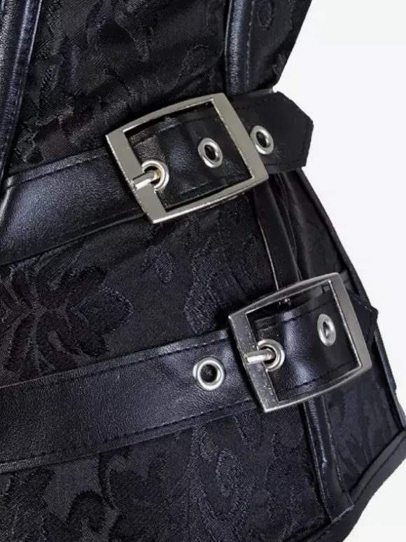 Corsets noirs sexy sans bretelles coupe ajustée boutons et lacets