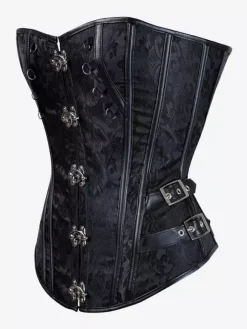 Corsets noirs sexy sans bretelles coupe ajustée boutons et lacets