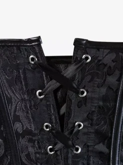 Corsets noirs sexy sans bretelles coupe ajustée boutons et lacets