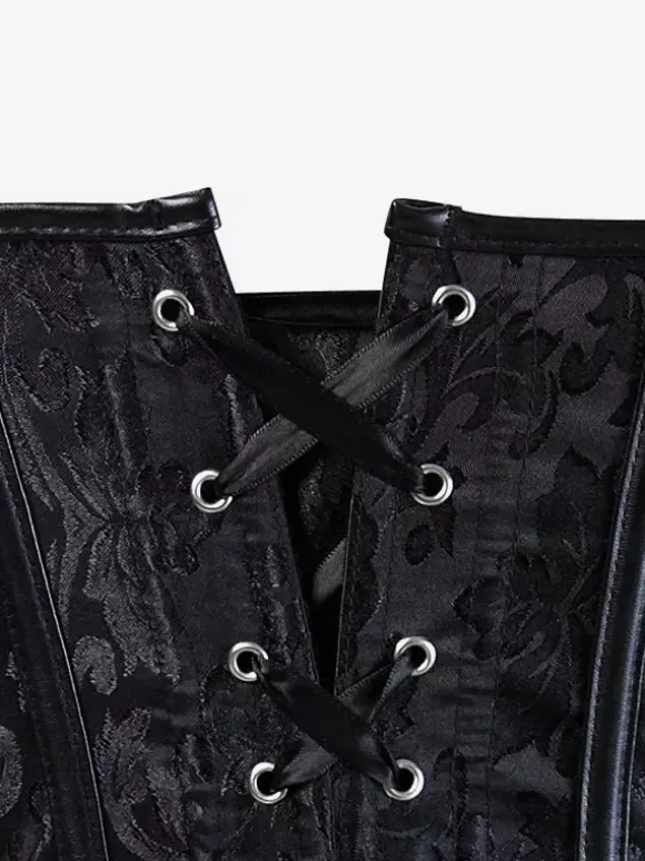 Corsets noirs sexy sans bretelles coupe ajustée boutons et lacets