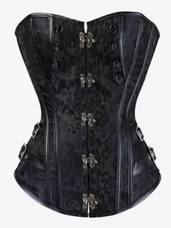 Corsets noirs sexy sans bretelles coupe ajustée boutons et lacets