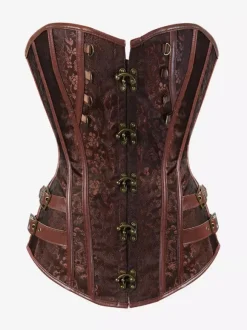 Corsets noirs sexy sans bretelles coupe ajustée boutons et lacets