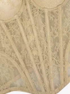 Corsets noirs sexy sans manches et bustiers en dentelle coupe ajustée