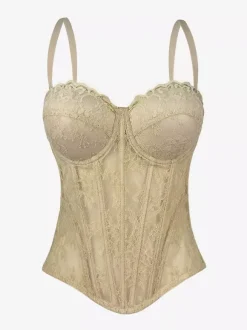Corsets noirs sexy sans manches et bustiers en dentelle coupe ajustée