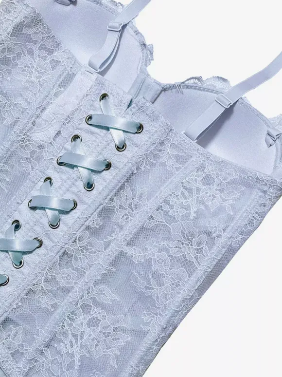 Corsets noirs sexy sans manches et bustiers en dentelle coupe ajustée