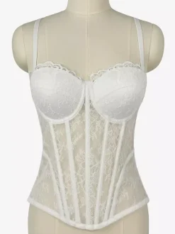 Corsets noirs sexy sans manches et bustiers en dentelle coupe ajustée
