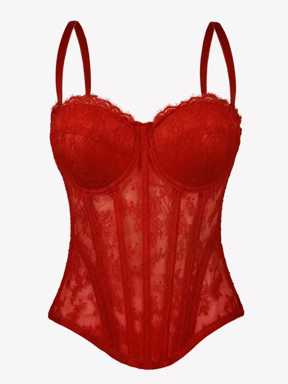 Corsets noirs sexy sans manches et bustiers en dentelle coupe ajustée