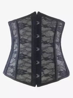 Corset sous-poitrine en dentelle florale transparente fermeture à agrafes au dos et laçage gaine amincissante