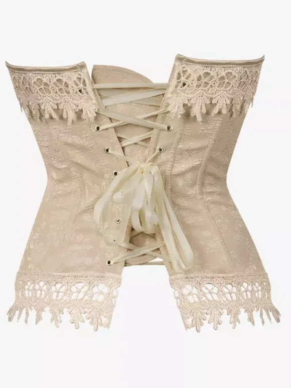 Corset vintage en dentelle polyester pour femme