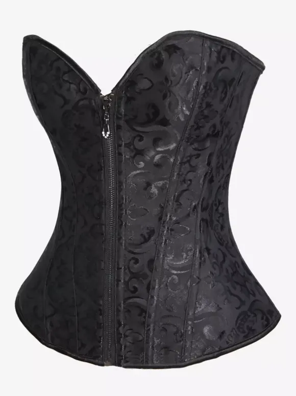 Corset vintage en polyester avec fermeture éclair pour femme