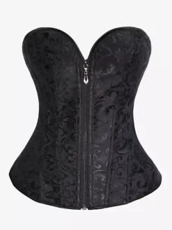 Corset vintage en polyester avec fermeture éclair pour femme