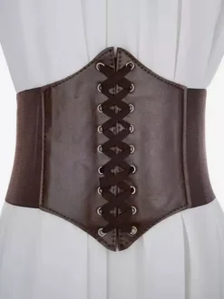 Corset vintage à lacets en microfibre pour femme