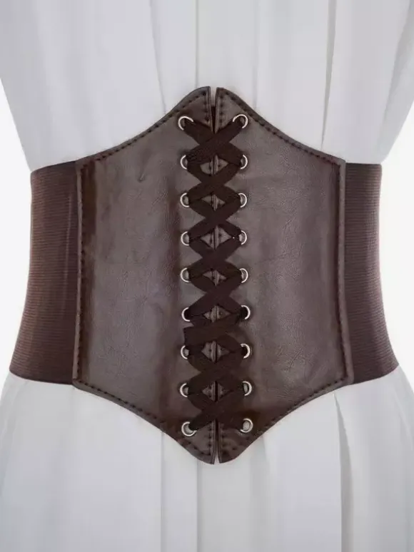 Corset vintage à lacets en microfibre pour femme