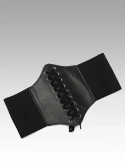 Corset vintage à lacets en microfibre pour femme