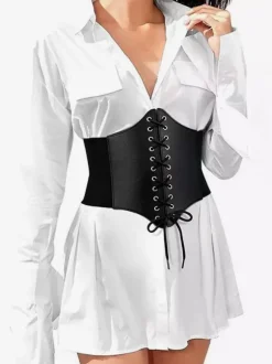 Corset vintage à lacets en microfibre pour femme
