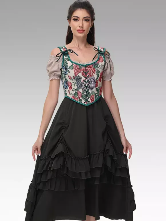 Corset vintage Vêtements vintage pour femmes Volants en polyester