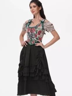 Corset vintage Vêtements vintage pour femmes Volants en polyester