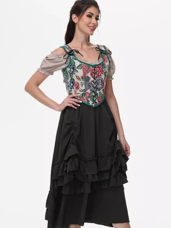 Corset vintage Vêtements vintage pour femmes Volants en polyester
