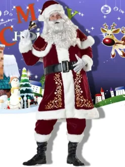 Cosplay de Père Noël Costume Déguisement Cadeau Noël Soirée Déguisement Cosplay Ensemble