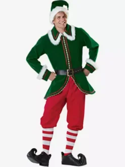 Cosplay Adultes Ceinture Ensemble En Velours De Noël Vert Foncée Costume