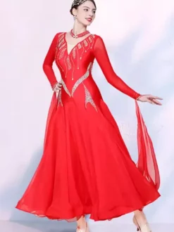 Costume de danse de salon noir pour femme robe de danse élégante en lycra spandex