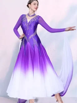 Costume de danse de salon noir pour femme robe de danse élégante en lycra spandex