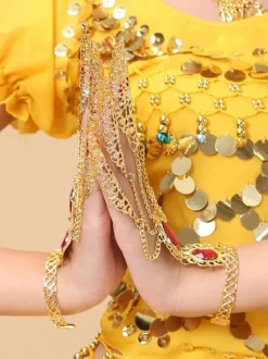 Costume de danse du ventre or synthétique Bollywood danse Nail Warp pour les femmes Déguisements Halloween