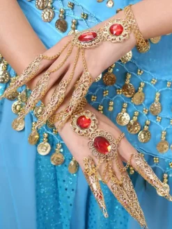 Costume de danse du ventre or synthétique Bollywood danse Nail Warp pour les femmes Déguisements Halloween