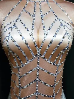 Costume de Danse Jazz Déguisements Halloween Sexy Femmes Perles Glands Mini Combinaisons