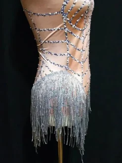 Costume de Danse Jazz Déguisements Halloween Sexy Femmes Perles Glands Mini Combinaisons