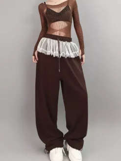 Costume de danse jazz pour femme ensemble haut et pantalon tenue de spectacle