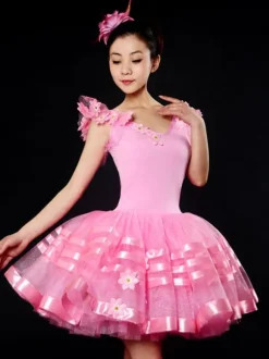 Costume de Danse Latine Ballerina Robes Femmes Blanc Tutu Dancing Costume Déguisements Halloween