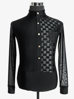 Costume De Danse Latine Homme Top Manches Longues Transparentes Sexy