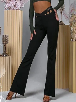 Costume de danse latine marron café pantalon en Polyester pour femmes Costume de danse latine élégant